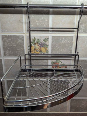 Hanging kitchen organizer rack new, metal inox