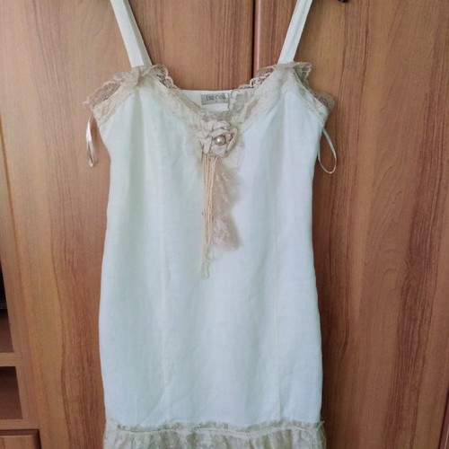 Linen dress ecru new with lace Bill Cost