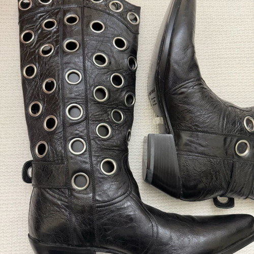 Gianni Barbato leather black boots size 39 collectible like new