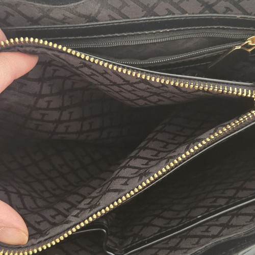 Gianfranco Ferre Black Patent Leather Shoulder Tote Bag used