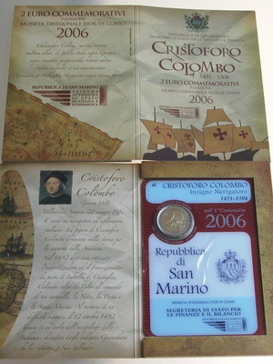 SAC Άγιος Μαρίνος 2 Ευρώ 2006 FDC Κολόμβος καινούργιο