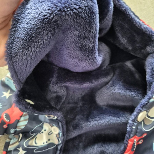 Dog coat new with fur lining and space print