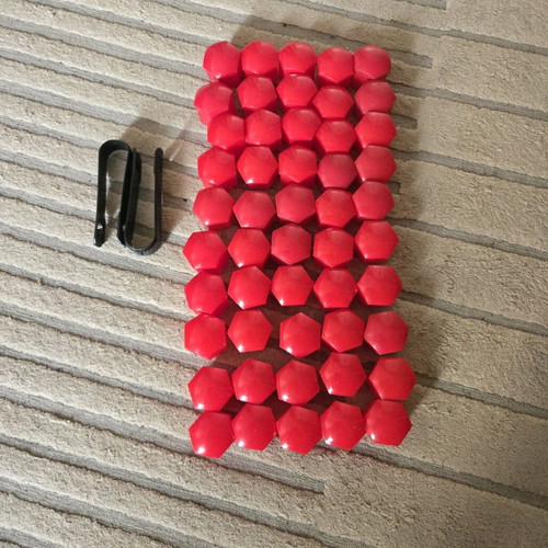 Car bolt caps new, pack of 50, red 21mm universal
