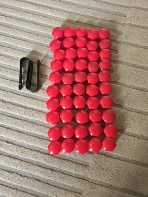 Car bolt caps new, pack of 50, red 21mm universal