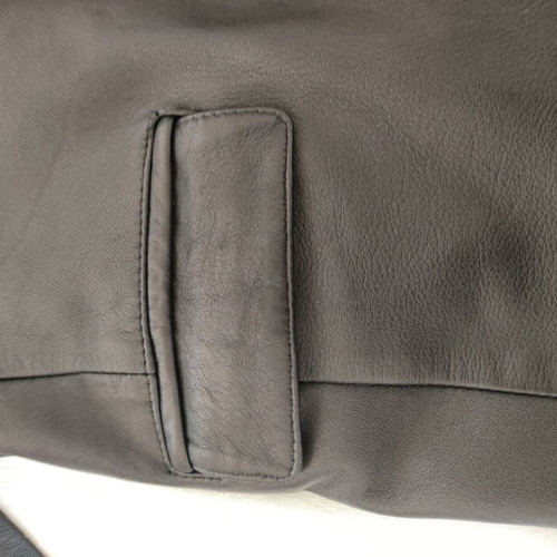 Freeland men's black leather jacket blazer size small satin lining like new