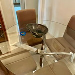 Dining set with Marmaridis glass table and IKEA chairs like new