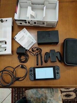 Nintendo Switch used with gray joy-con, model HAC-001, complete set