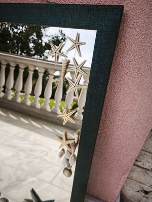 Large handmade mirror with seashells like new