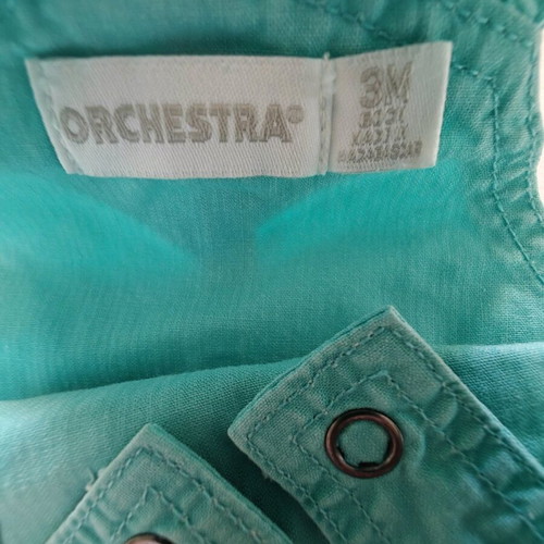 Orchestra baby romper turquoise for 3 months like new, summer