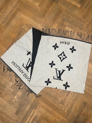 Κασκόλ Louis Vuitton μεταχειρισμένο, διπλής όψης γκρι και μαύρο