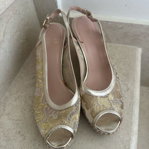 Stuart Weitzman εσπαντρίγιες μεταχειρισμένες, χρυσή δαντέλα, νούμερο 40
