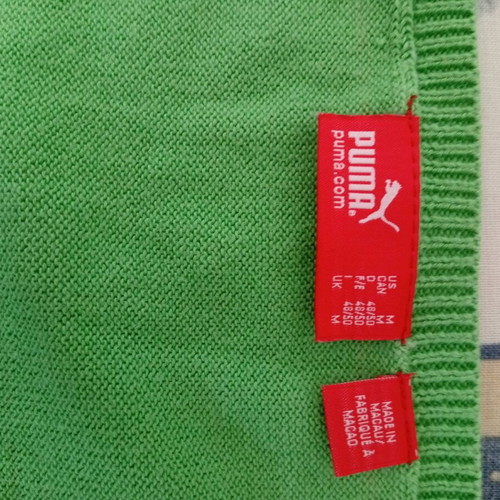 Puma men's green cardigan like new, cotton