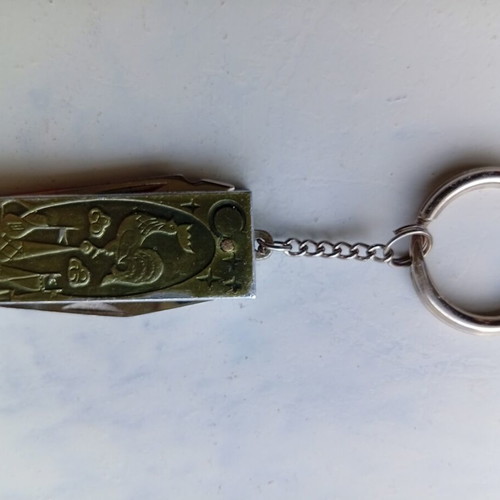 Keychain with nail file and mini knife used, made in USSR