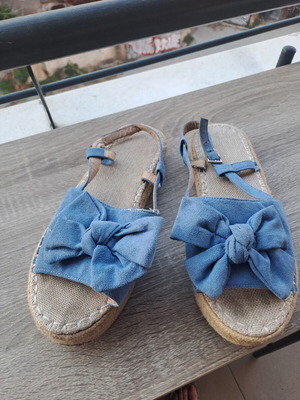 Sandals used, turquoise, size 39, bow detail