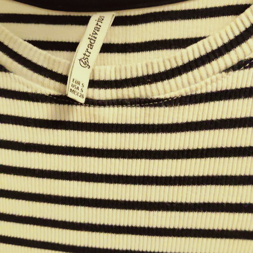 Strativarius long striped dress like new, size small, white and blue