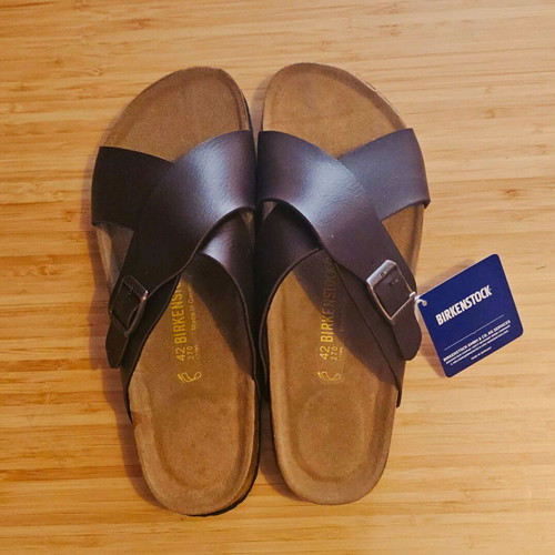 Birkenstock brown leather sandals new, size 42