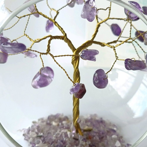 Handmade lucky charm glass ball with tree and amethyst 2026 new