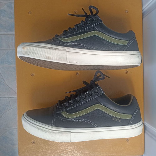 Vans Skate Old Skool Butter Leather Black/Green size 43 like new