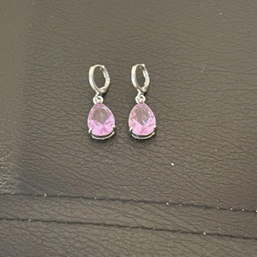 Handmade dangling earrings with pink stone new