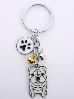 Bulldog dog keychain and paw new