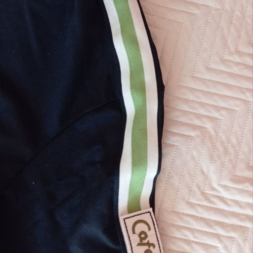 Black men's short-sleeve shirt new with white and green stripes
