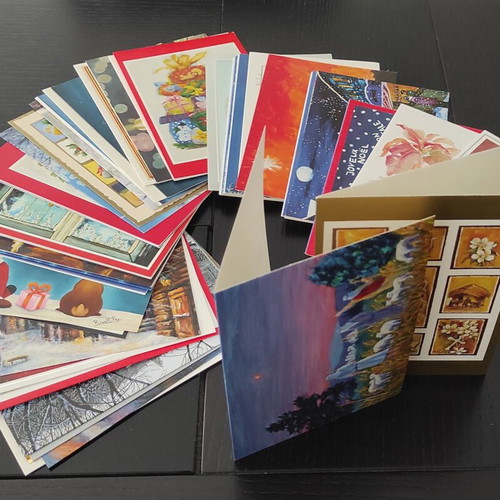 Vintage Christmas cards with envelopes, pack of 50, new