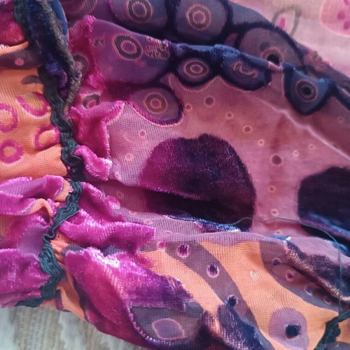 Boho blouse Te Quiero Sheer like new, colorful print, size Small