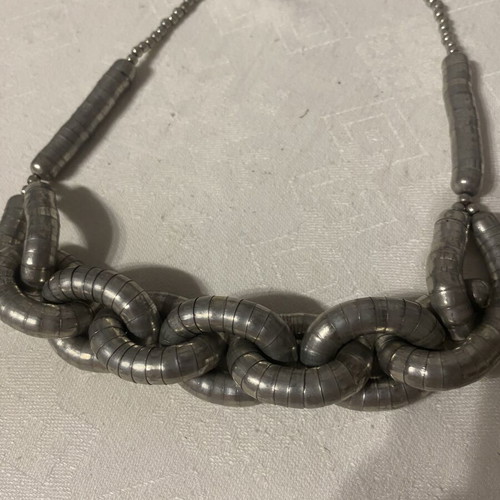 Chunky Statement Necklace silver metal, like new