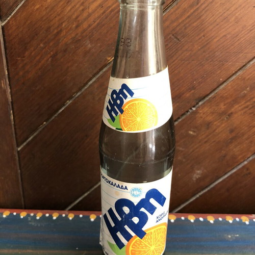 Ivi collectible glass soda bottle used, 1990s orangeade