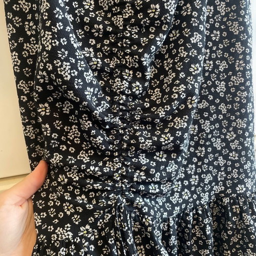 Floral dress with ruching and ties, one size