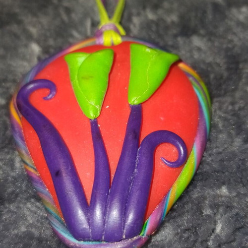 Handmade necklace psychedelic trance flowers like new, multicolor