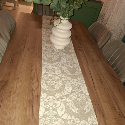 Dining set with 6 chairs walnut wood and metal frame, like new