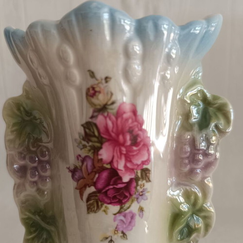 Vintage wedding ceramic vase with iridescent finish like new