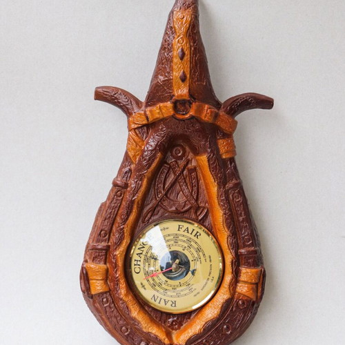 Vintage Tissot wall barometer with western saddle design like new