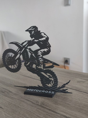 Motocross 3D printed table decoration with carbon fiber texture