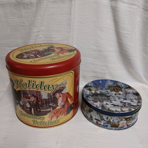 Metal Christmas boxes used, set of 2 pieces