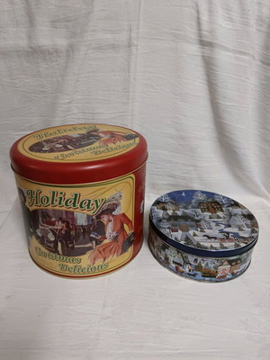Metal Christmas boxes used, set of 2 pieces