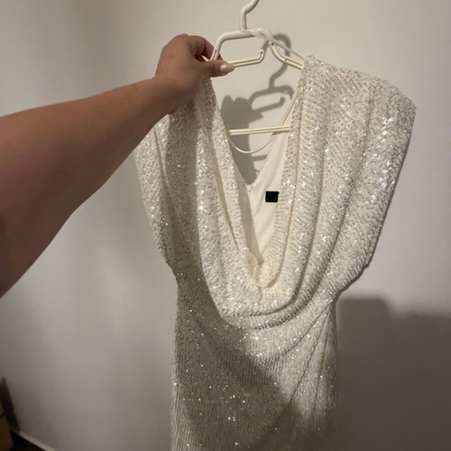 Zara sequined dress white like new, size L