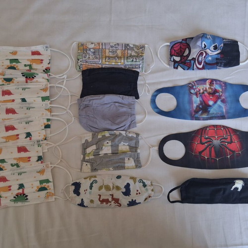 Children's masks pack with disposable and fabric masks