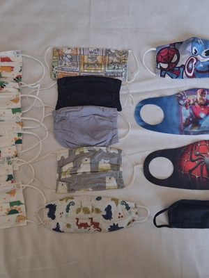 Children's masks pack with disposable and fabric masks