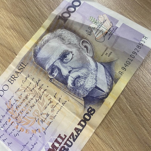 Brazil 1000 Cruzados banknote used, Machado de Assis 1987-1988