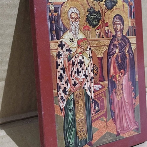 Icons of Saints Kyprianos and Ioustini on wood like new