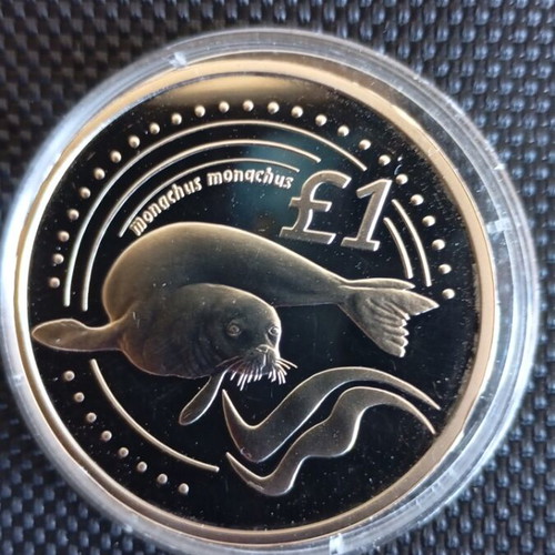 Cyprus pound collectible coin new, Mediterranean monk seal 2005