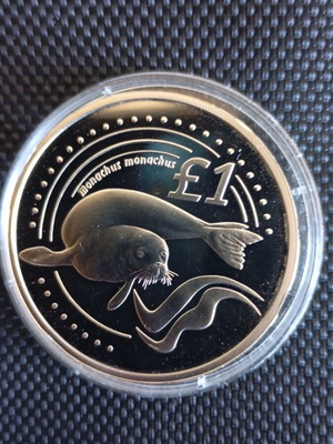 Cyprus pound collectible coin new, Mediterranean monk seal 2005