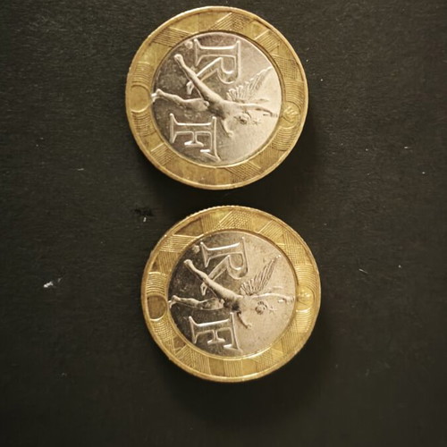 Set of 2 France 10 Francs Bi-Metallic Coins 1989 & 1990