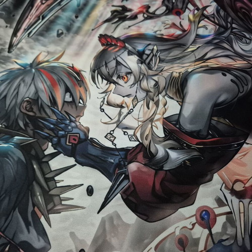 Yu-Gi-Oh Fusion Deployment playmat with Fallen of Albaz & Blazing Cartesia artwork