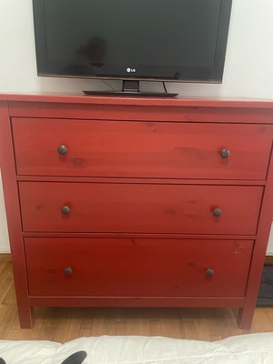 IKEA dresser used, red with wear marks