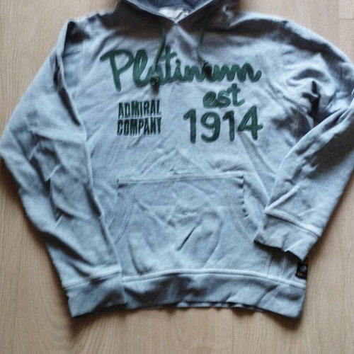Admiral hoodie sweatshirt, size S, grey and green