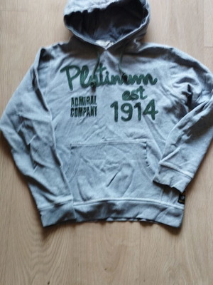Admiral hoodie sweatshirt, size S, grey and green