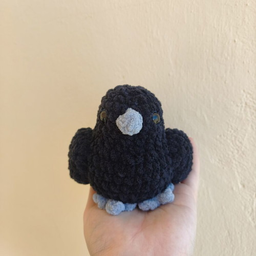 Crochet crow plush toy, handmade, hypoallergenic yarn